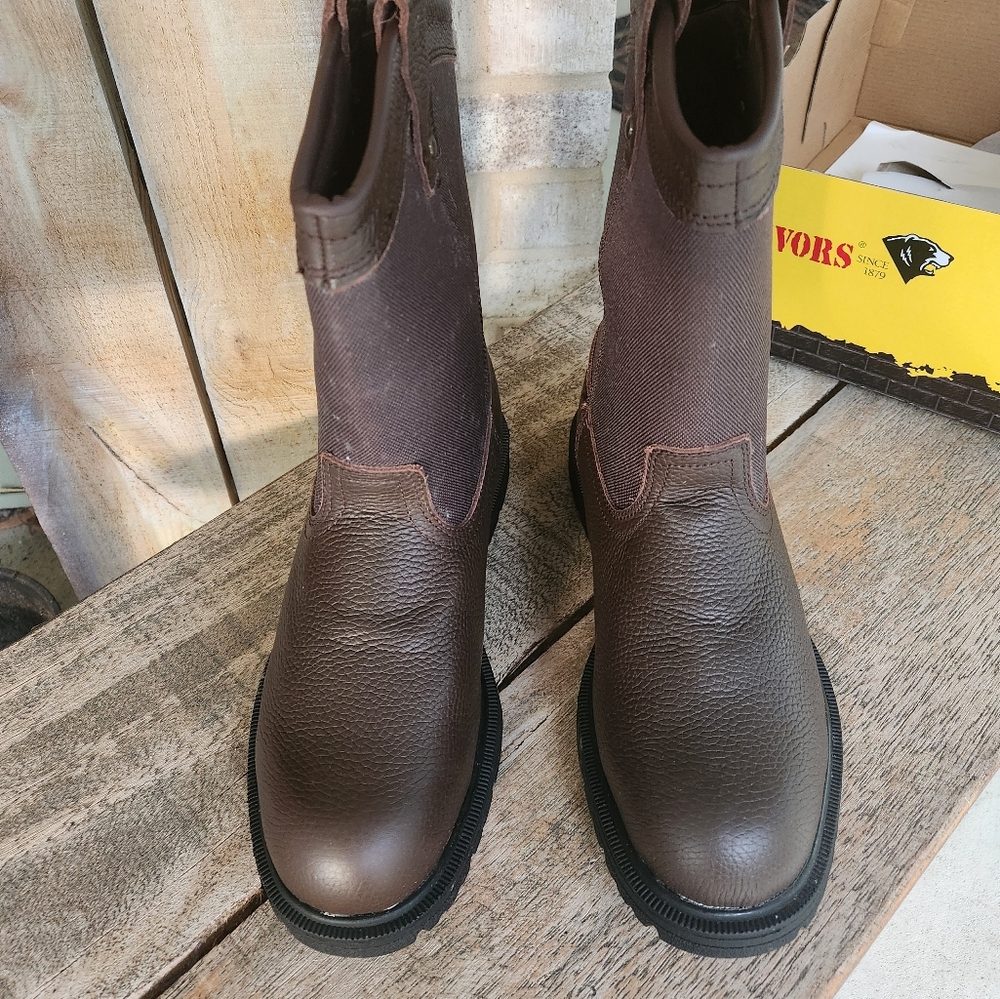 Men's Brown Chelsea Work Boots - Slip-On Comfort